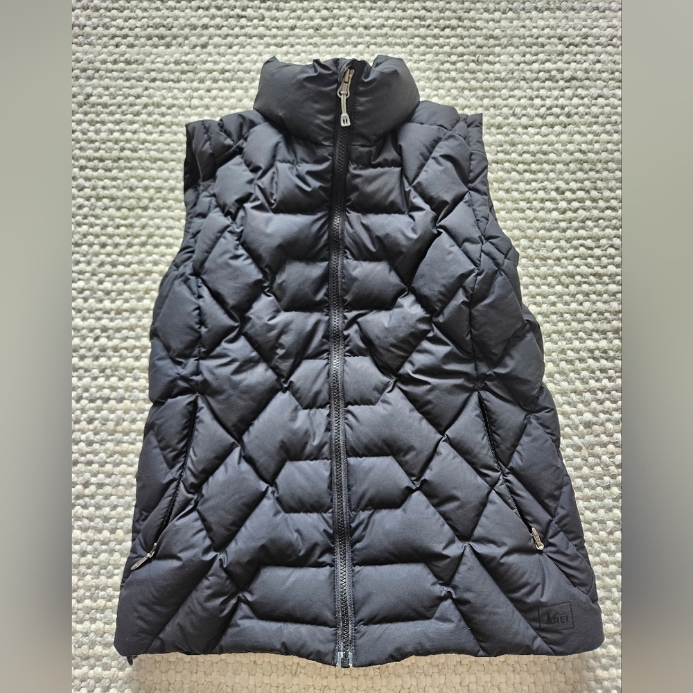 REI Black Down Quilted Vest Size M